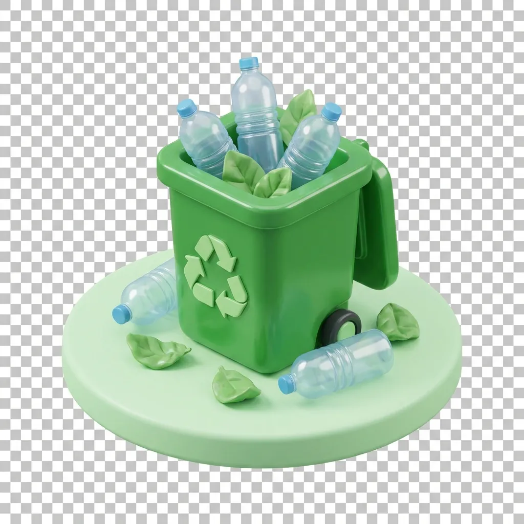 3D Recycling Bin with Plastic